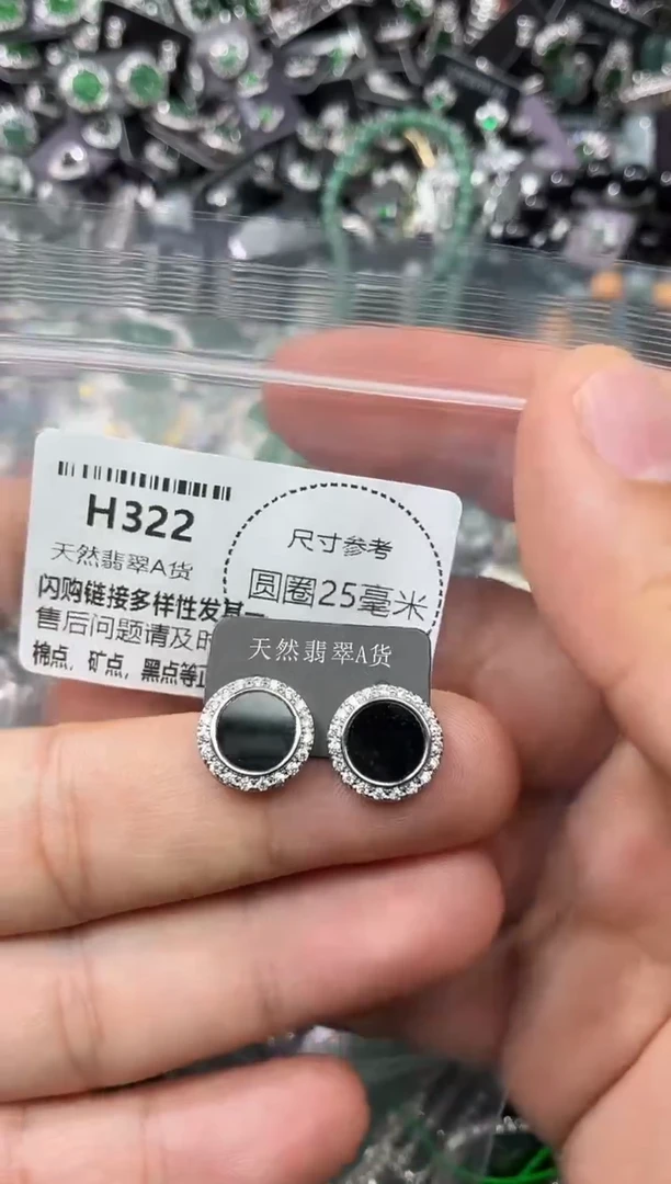 翡翠未镶嵌颈饰H322耳钉