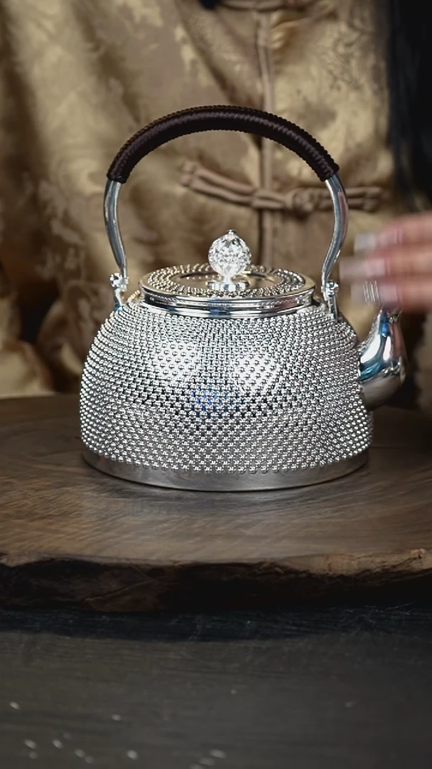 手工新款铆钉提梁壶+2茶宠