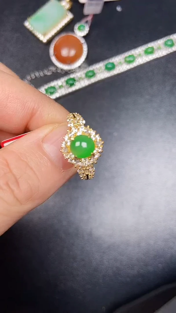 银S925镶嵌戒指翡翠9600