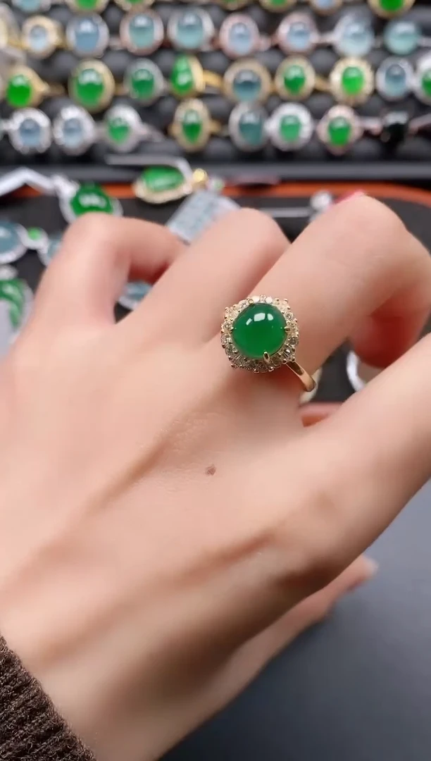 银S925镶嵌戒指翡翠11