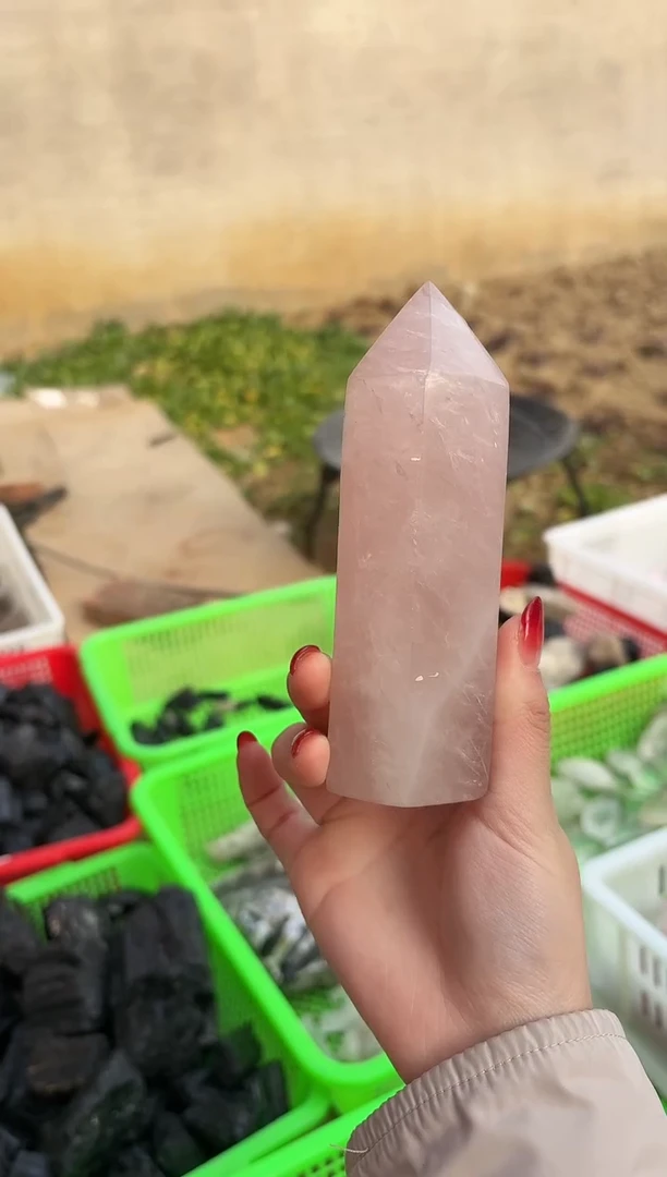 【闪购商品】水晶摆件未镶嵌粉水晶柱子 327
