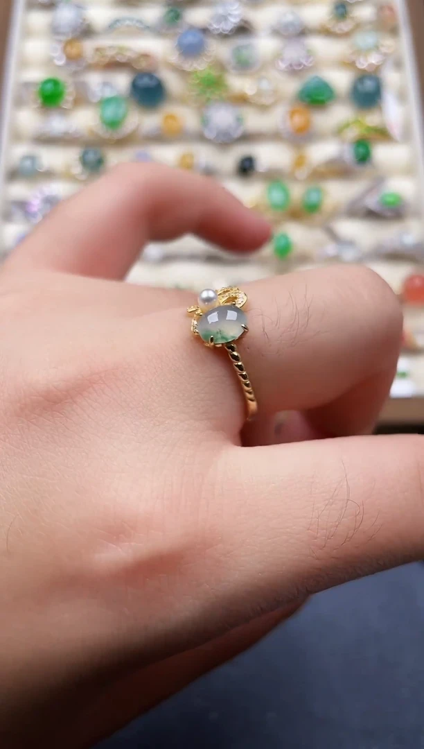 银S925镶嵌戒指翡翠9