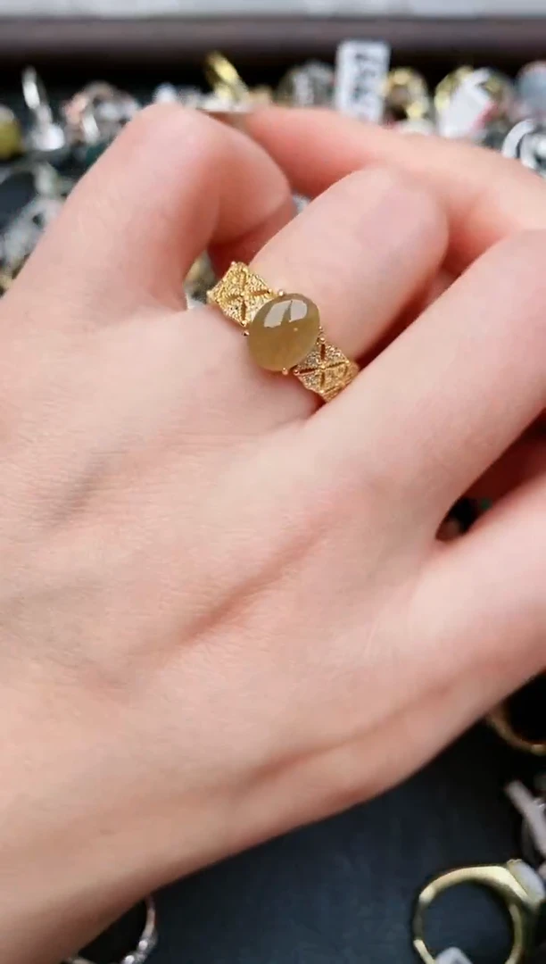 翡翠戒指银S925镶嵌..