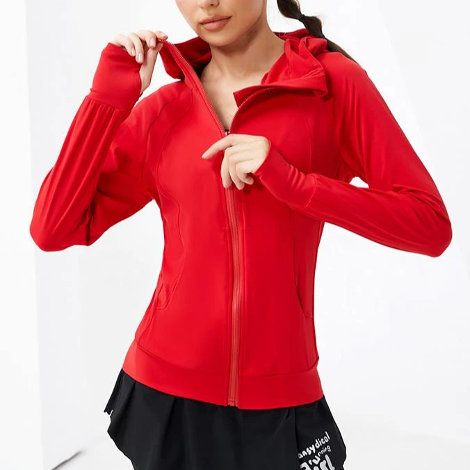 【清货】春秋保暖跑步连帽拉链户外运动外套弹力速干长袖健身服
