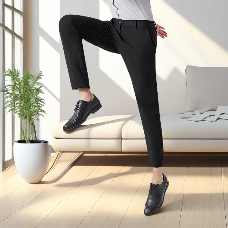 桑蚕丝+铜氨丝+莫代尔剪标男士夏季商务休闲裤四面高弹力修身西裤