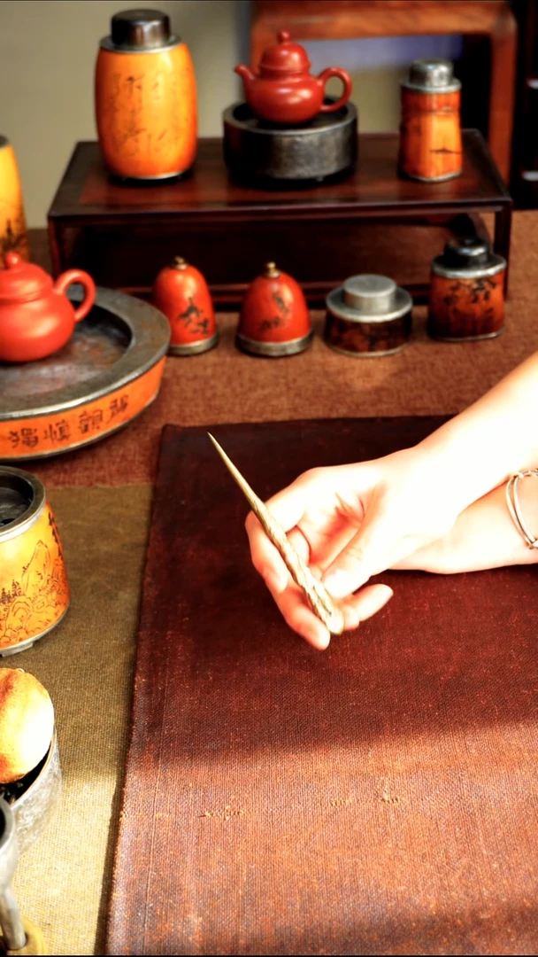 0864黄铜撬茶针锤纹