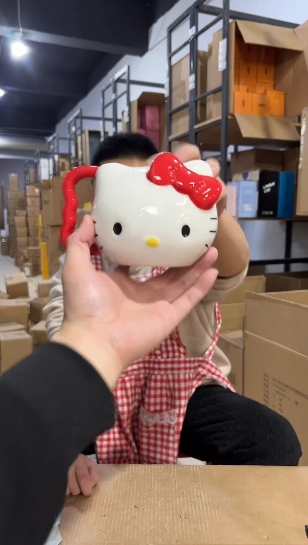 【闪购商品】杯陶瓷红色把手kt头杯