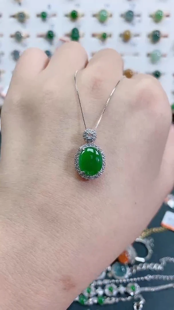 颈饰银S925镶嵌翡翠天然翡翠