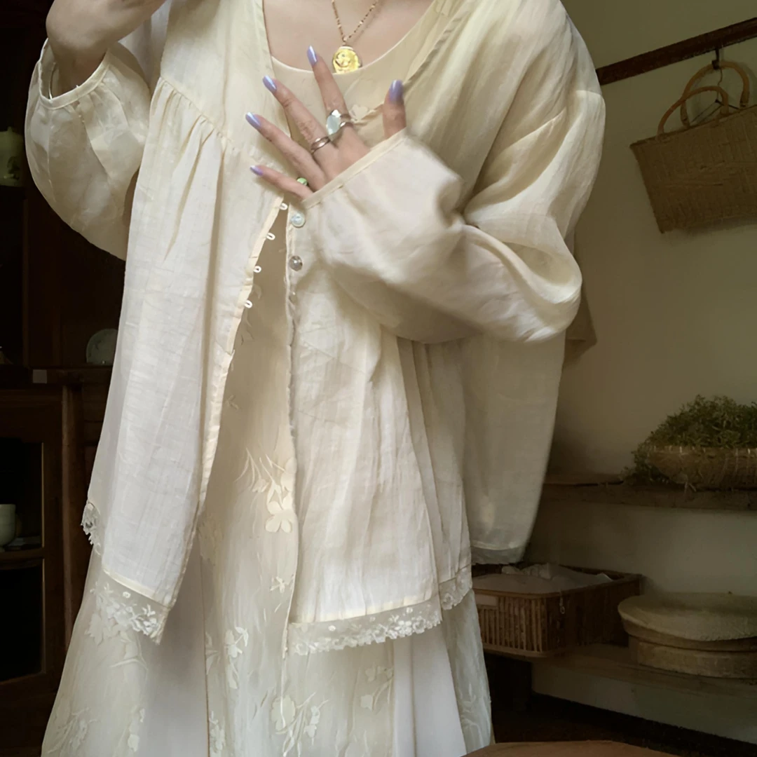 秋屿moment 宽松休闲时尚透气系扣衬衫