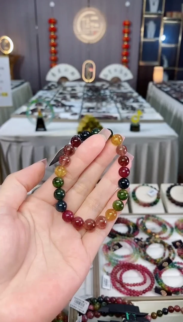 未镶嵌收藏级老矿碧玺单圈手串8mm+碧玺hon多样性发货一条