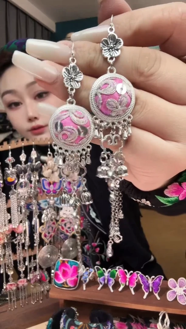 刺绣纯手工民族风刺绣耳环