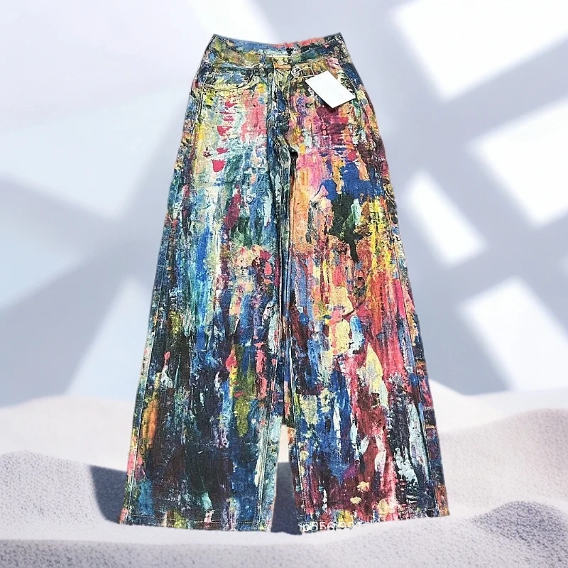 Arielzhang严选3D立体打印七彩斑斓阔腿裤