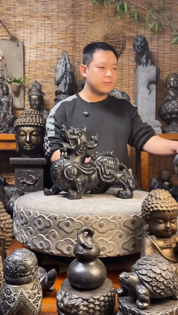 石材40飞天貔貅天然青石雕刻