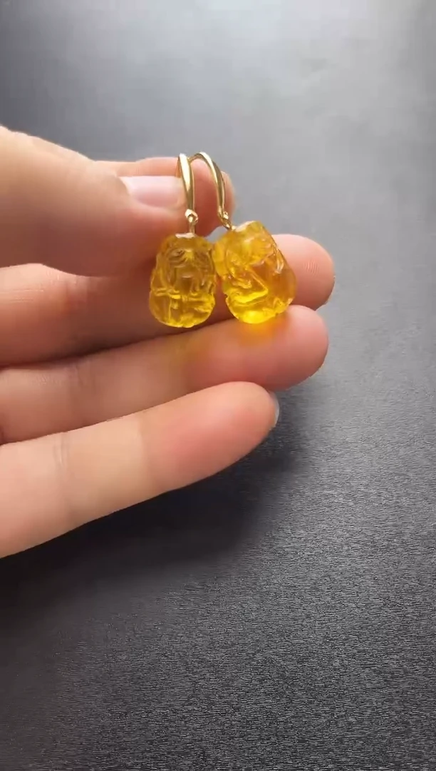 未镶嵌琥珀裸石琥珀耳坠