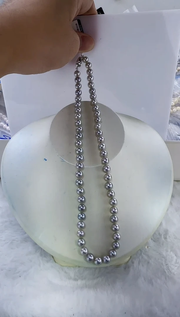 未镶嵌海水珍珠DA海水灰珠串链7-8   y509