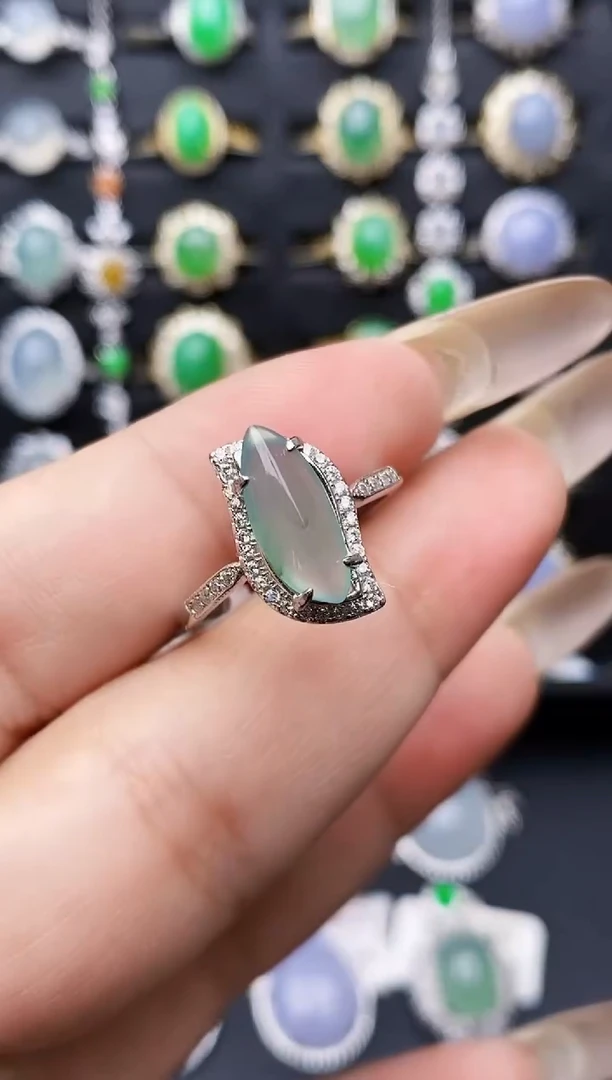 银S925镶嵌戒指翡翠0016