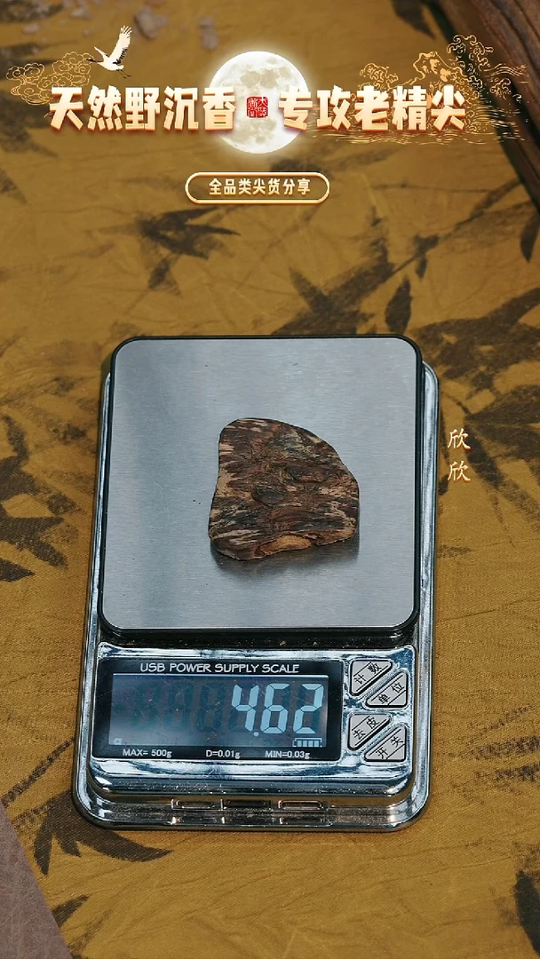 越南芽庄都蓬沉水虫漏雕刻件4.6g+