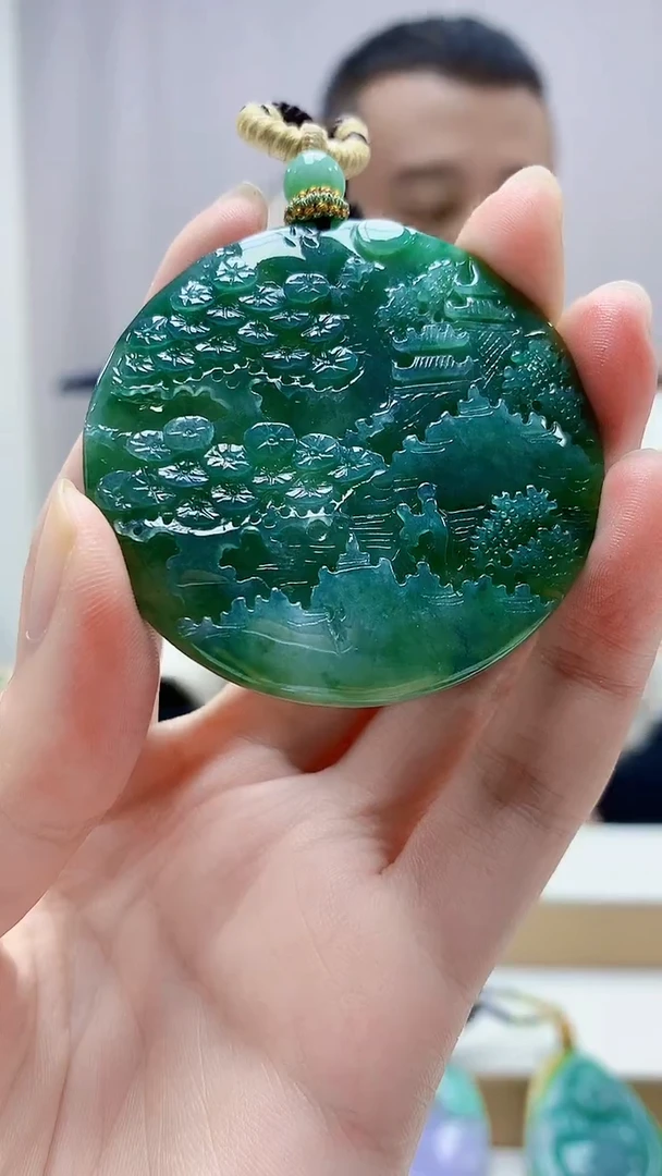 未镶嵌定制翡翠4898zm-毛货挂件山水148