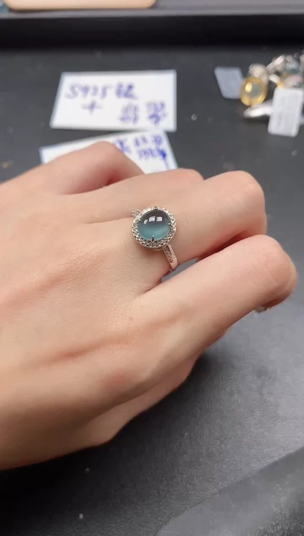 翡翠戒指银S925镶嵌51511