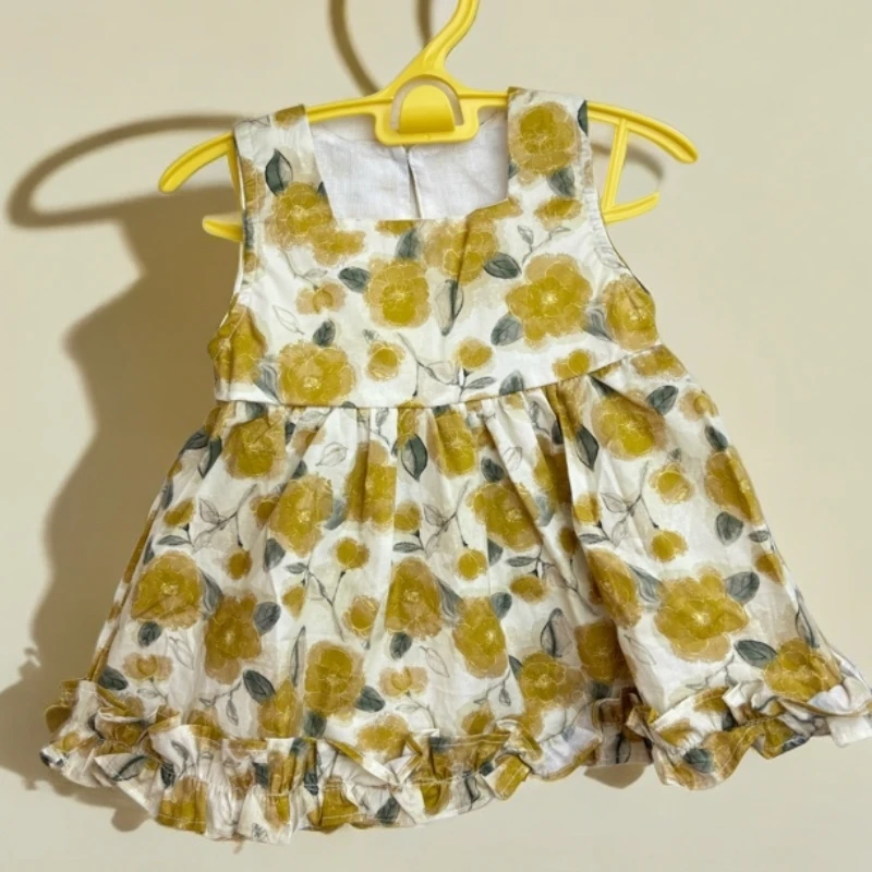 夏季碎花女童夏款连衣裙儿童蓬蓬裙女连衣裙套装宝宝中小童印花