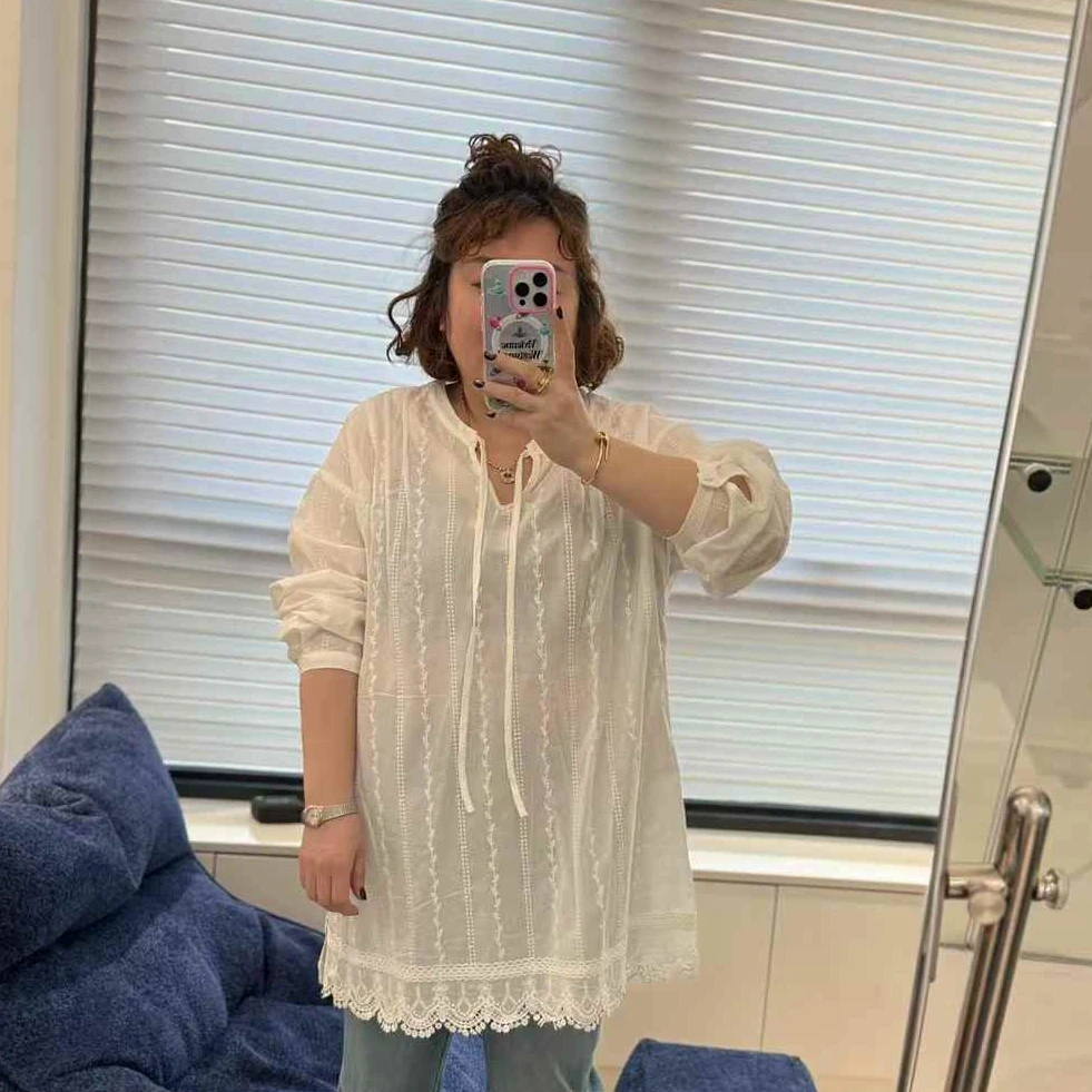 MEET  春季定制版宽松蕾丝衬衣