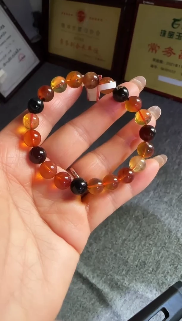 手串琥珀未镶嵌#20缅甸琥珀多宝手串9mm