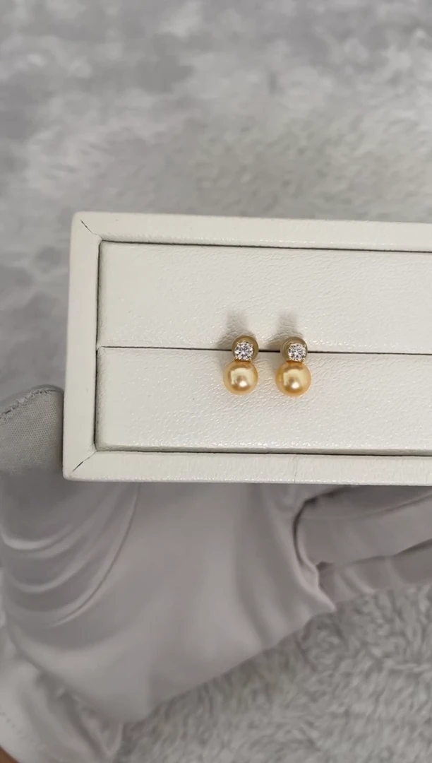 银S925镶嵌耳钉海水珍珠AK羽皇金戴妃7-7.5mm