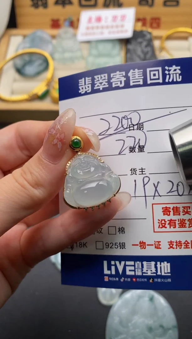 翡翠18K金镶嵌颈饰10135643