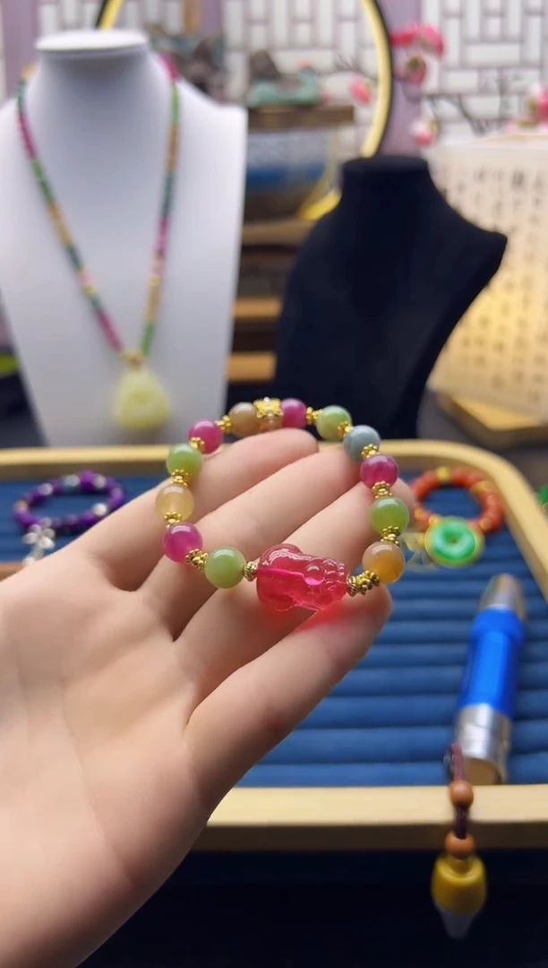 【闪购商品】碧玺手链14K金镶嵌S297