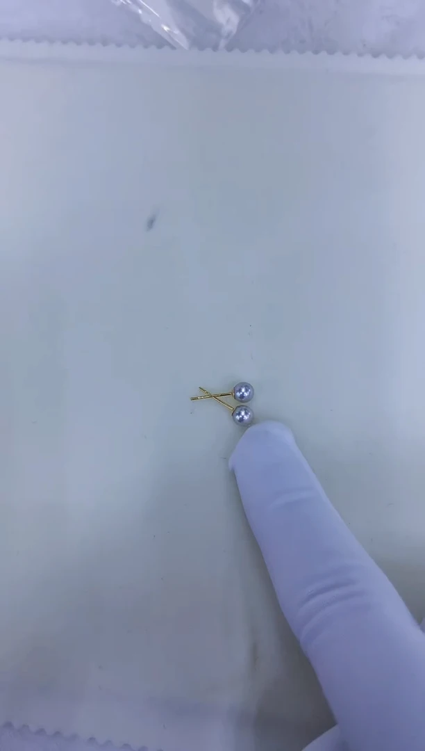 18K金镶嵌饰品海水珍珠5-6真多麻色素钉定制