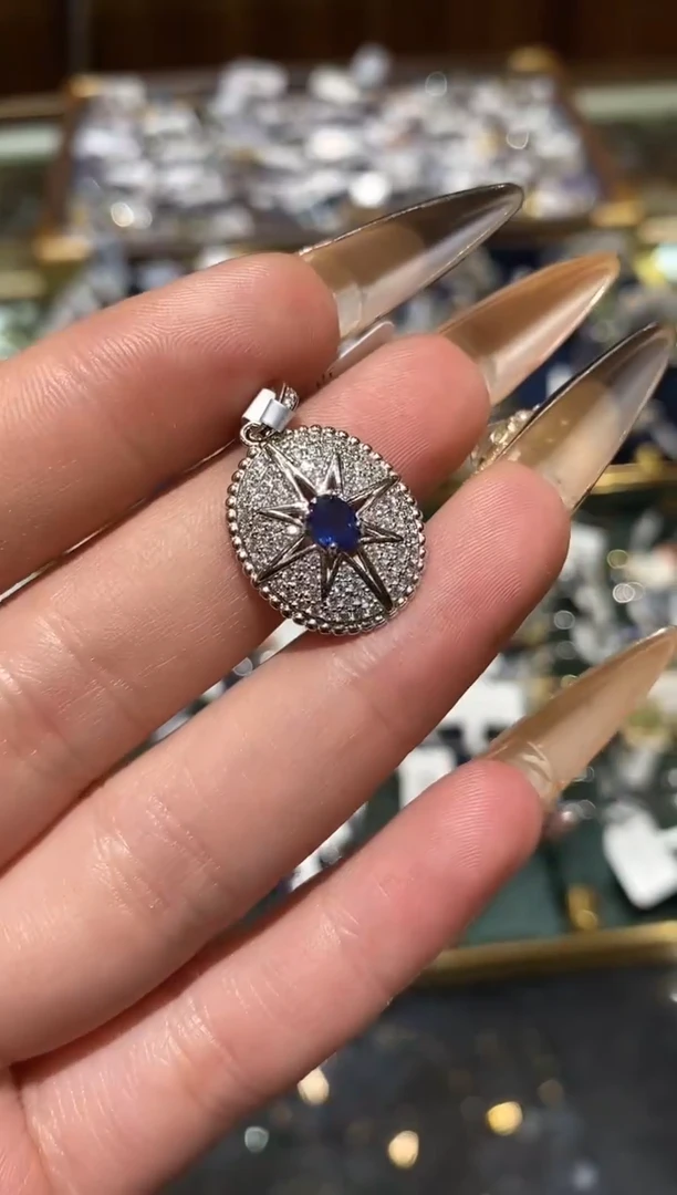 吊坠(不含链)蓝宝石银S925镶嵌楚楚珠宝中古甄选不退换