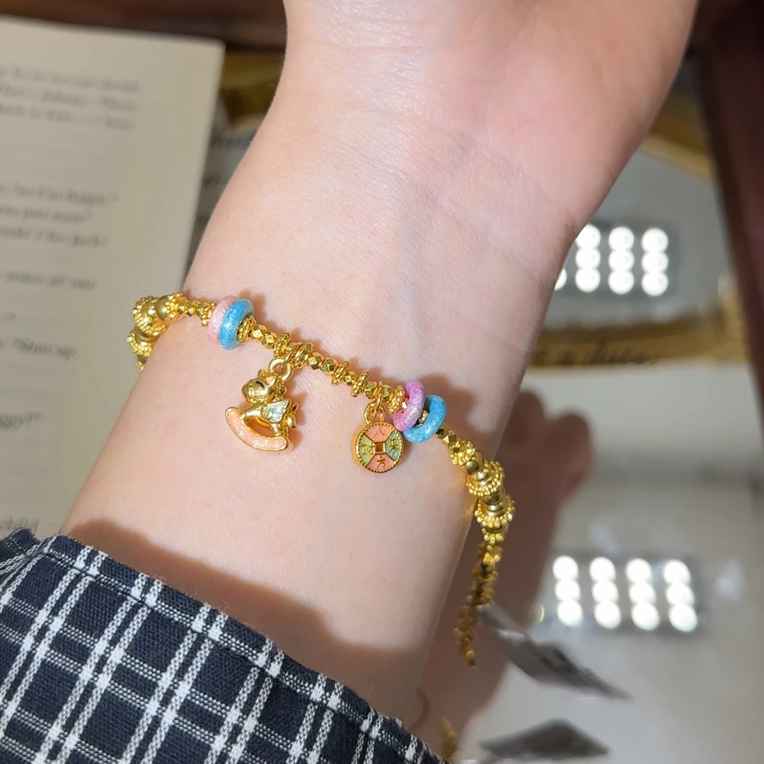 足金999甜甜圈小飞马提溜手链 11180007