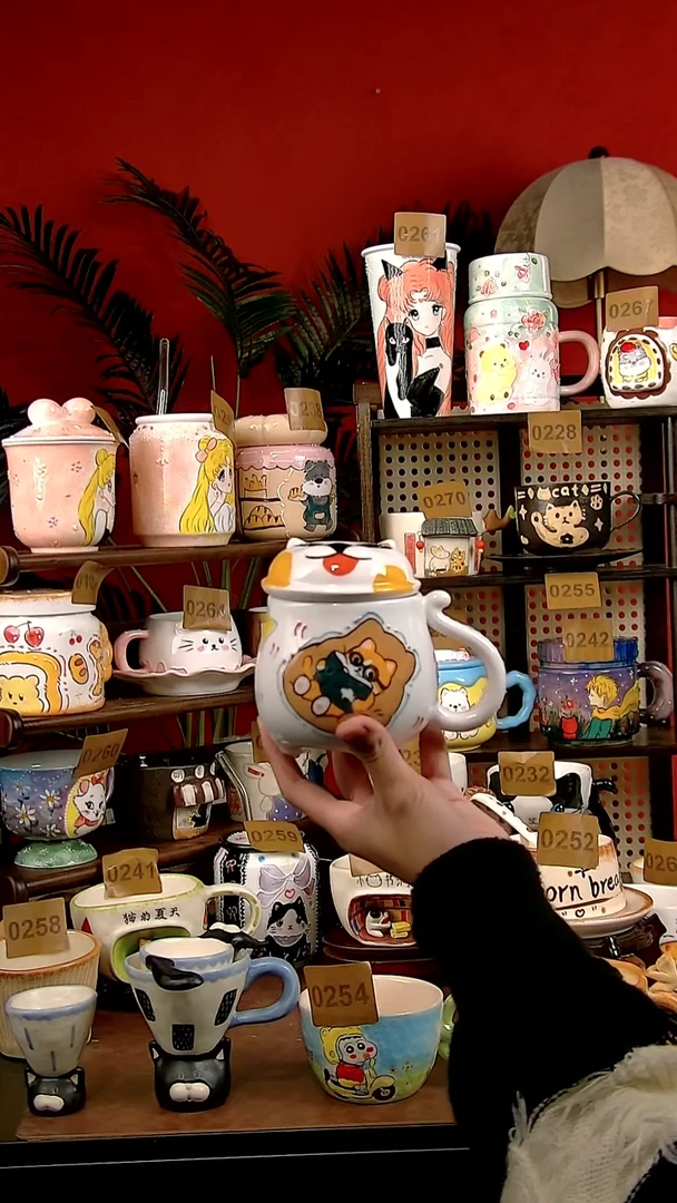 杯子瓷DIY景德镇创意手工陶瓷卡通风狗狗马克杯