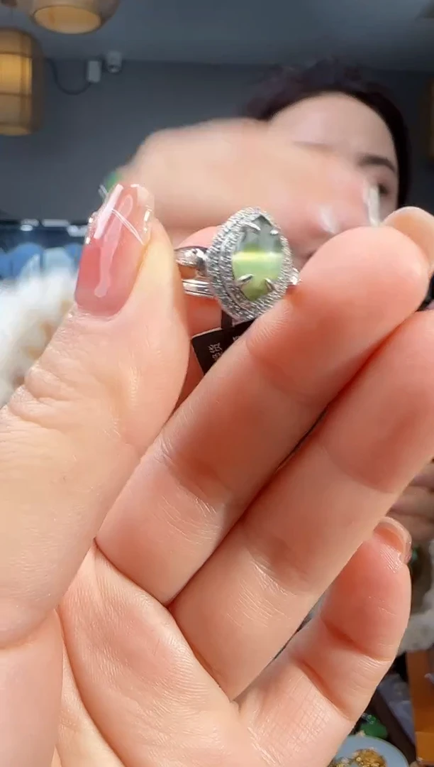 银S925镶嵌戒指和田玉1