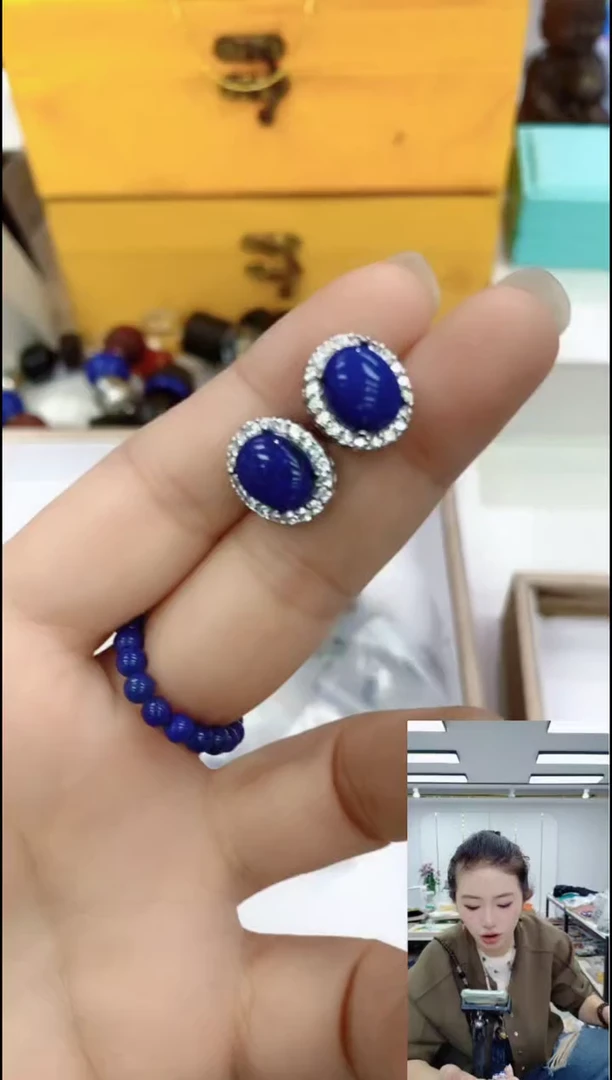青金石合金颈饰2849青金耳钉