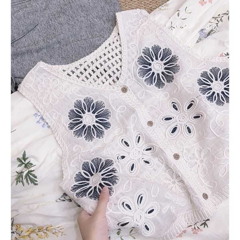 潮流设计！【盘花】后背镂空夏季时尚洋气V领无袖背心马甲 NQ-035