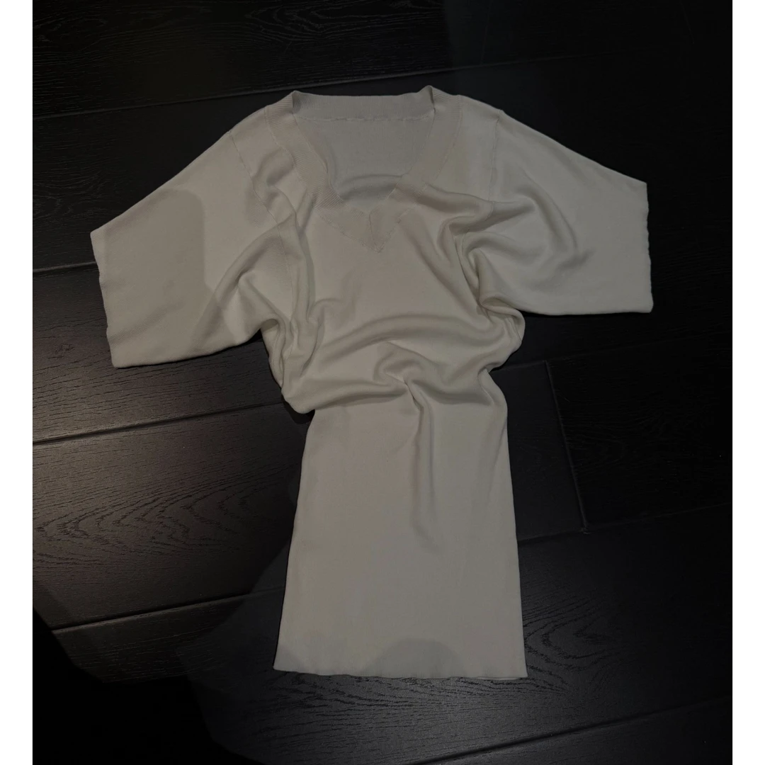 Nisabena 25ss 小众设计师款收腰蝙蝠袖慵懒风短袖T恤连衣裙