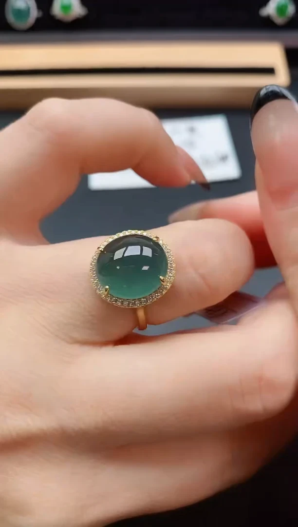 银S925镶嵌戒指翡翠1