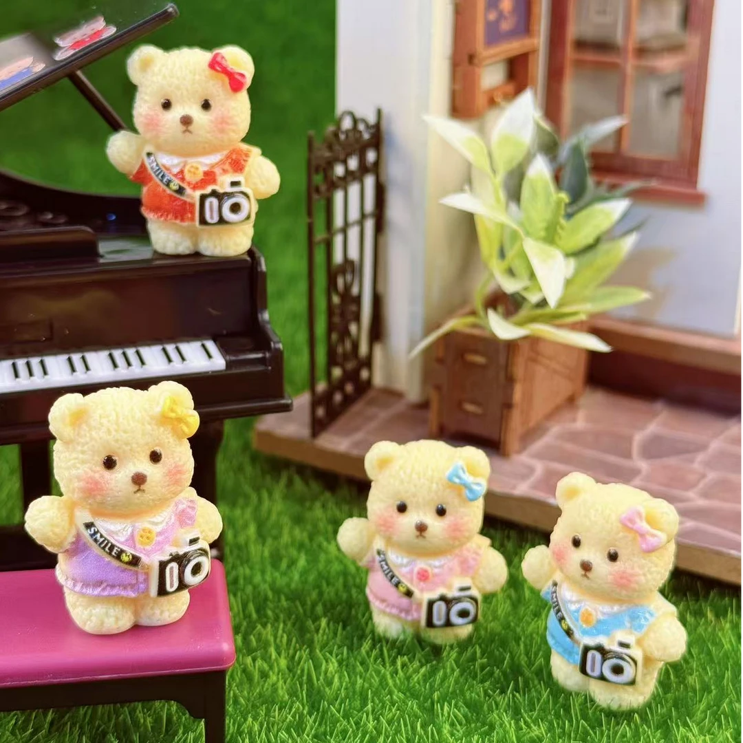 【开芯定制】摄影师小熊 高品树脂仿真摆件 可爱树脂DIY配件