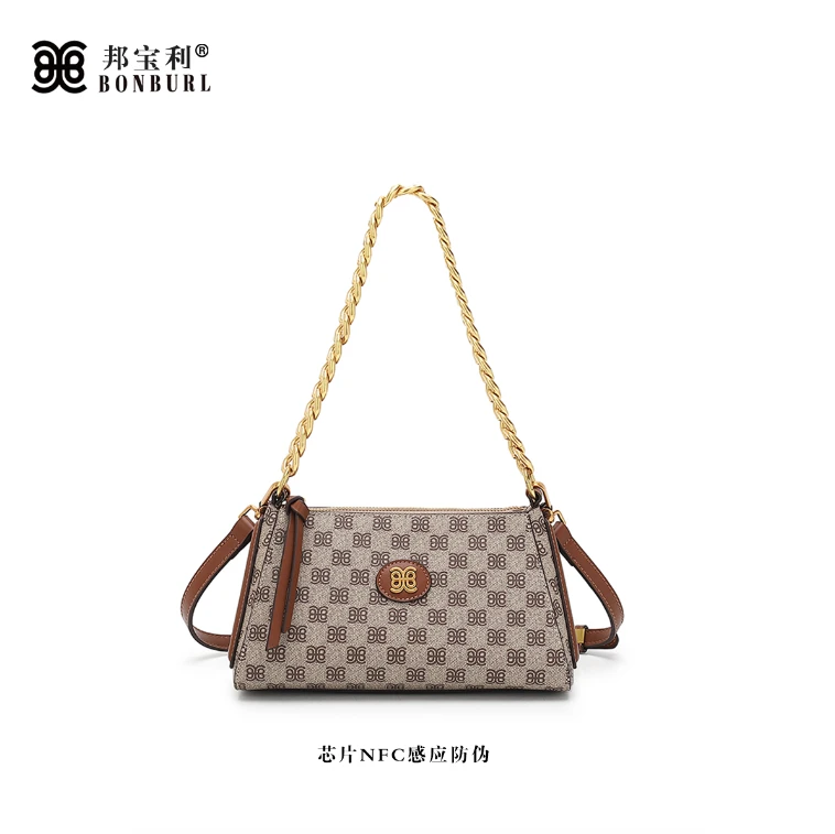 Bonburl/邦宝利女士新款美拉德棕时尚斜挎包百搭单肩包6693