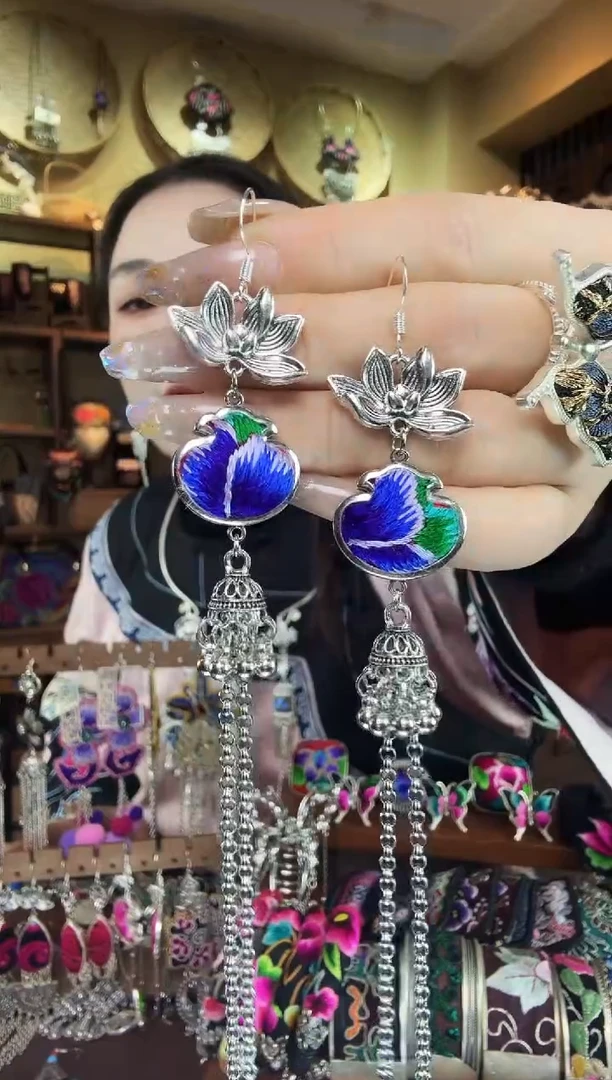 刺绣非遗刺绣民族风耳环