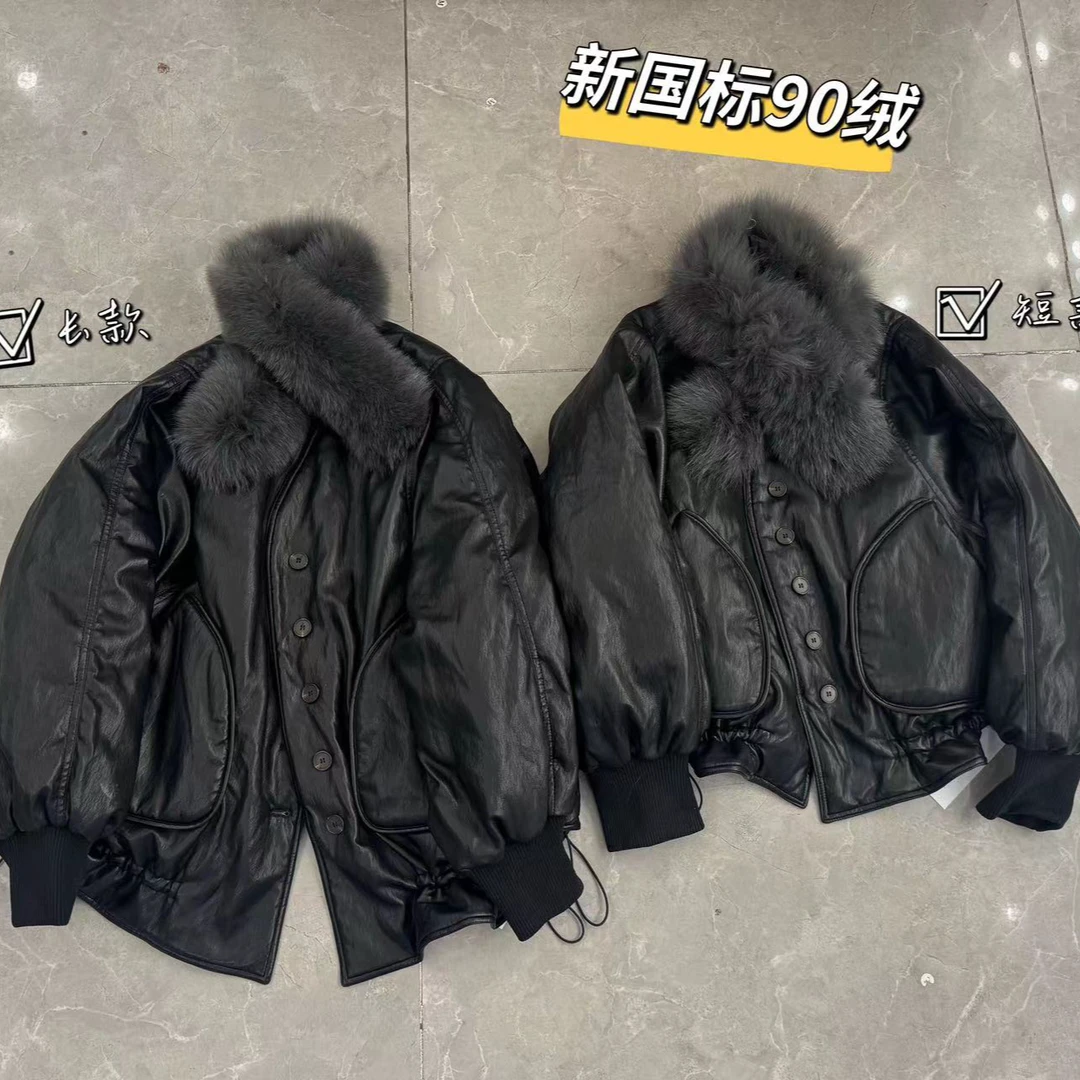 7368短款#女士新款毛领外套加厚冬季休闲宽松女士上衣领口有毛