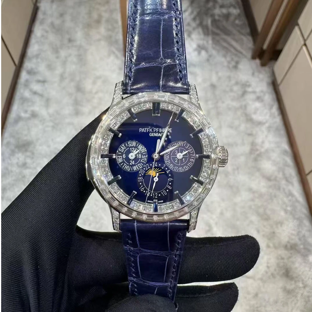 全新未拆封/5374-300P-001/铂金色超级复杂功能时计/满钻机械手表