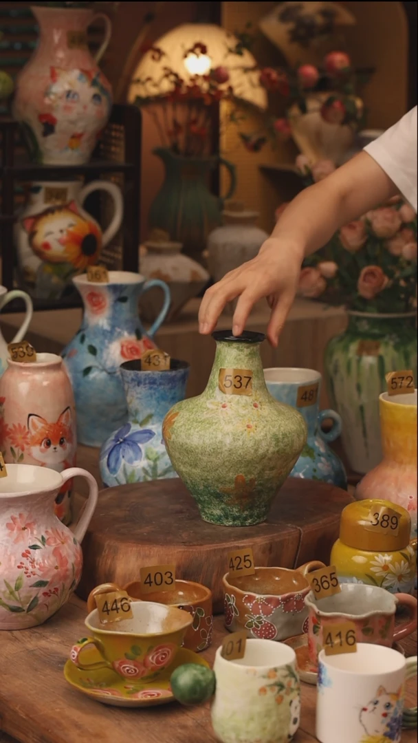 陶瓷景德镇设计师手作花器摆件侘寂风537