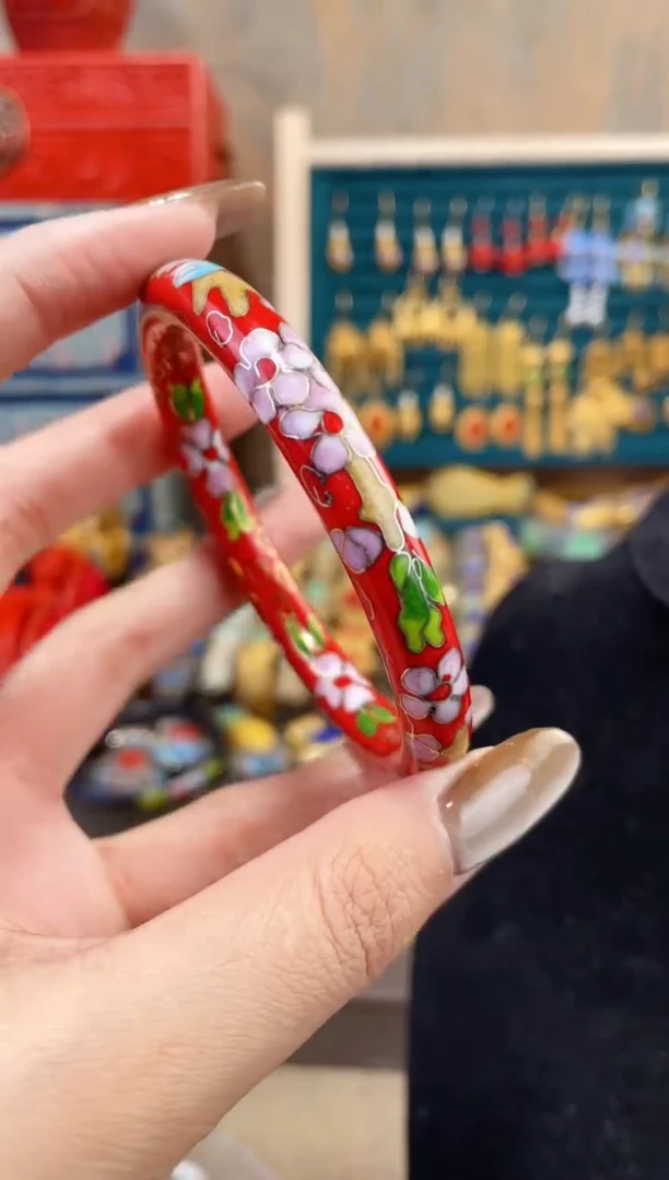 【闪购商品】非遗景泰蓝细棍镯红色