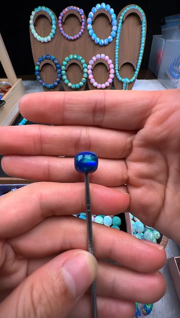 裸石合成欧泊卡11宝石蓝单颗