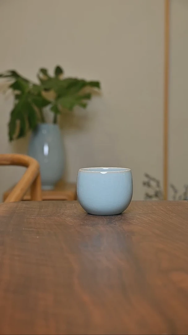 暖心杯 天青 微瑕 朱法喜款