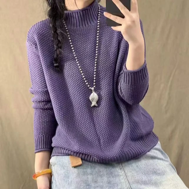 18055新款秋冬文艺复古休闲百搭休闲内搭打底针织衫