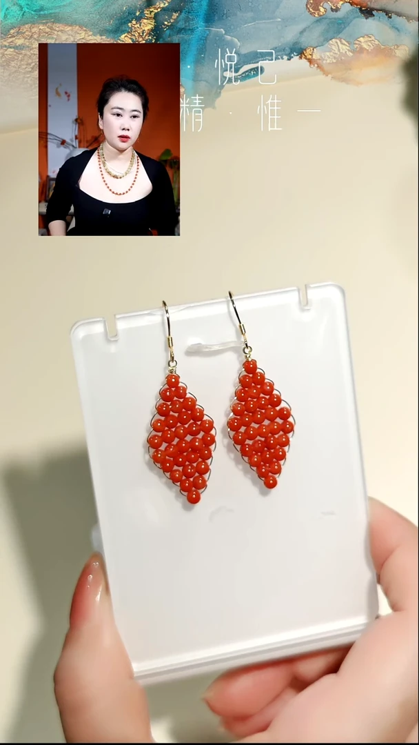 银S925镶嵌南红南红玛瑙耳环