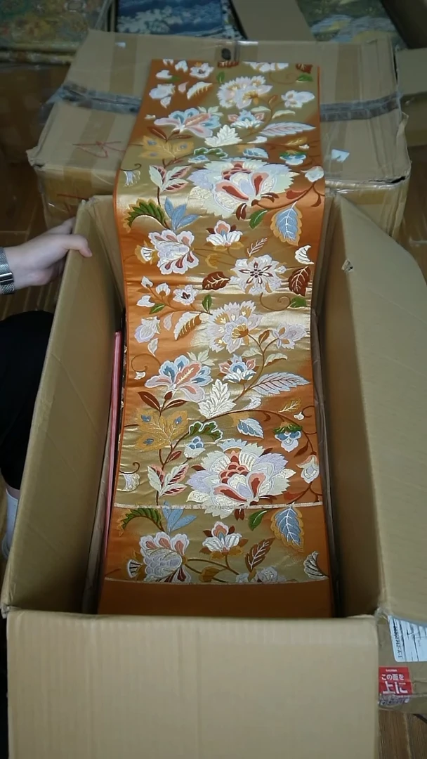织绣34橘色唐草花特价